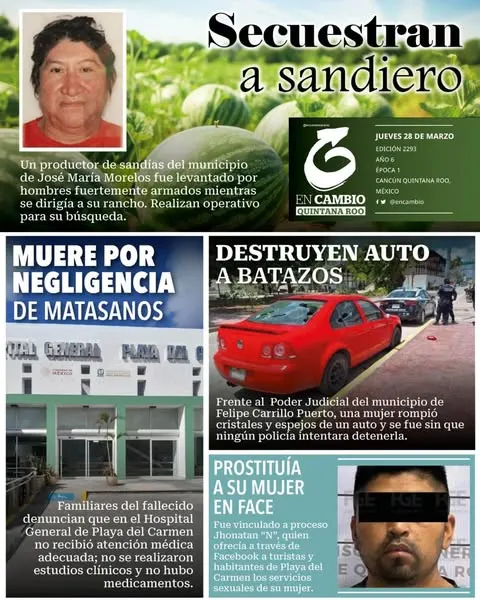 Portada de En Cambio - Quintana Roo (contraportada) del viernes, 28 de marzo de 2025