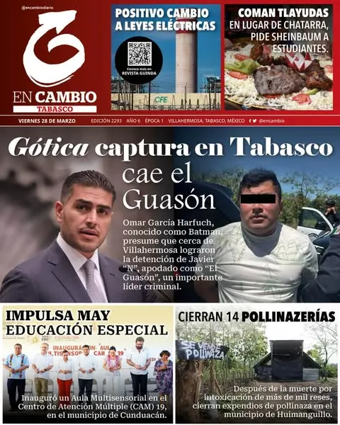 Portada de En Cambio - Tabasco (portada) del viernes, 28 de marzo de 2025