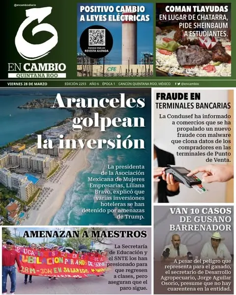 Portada de En Cambio - Quintana Roo (portada) del viernes, 28 de marzo de 2025