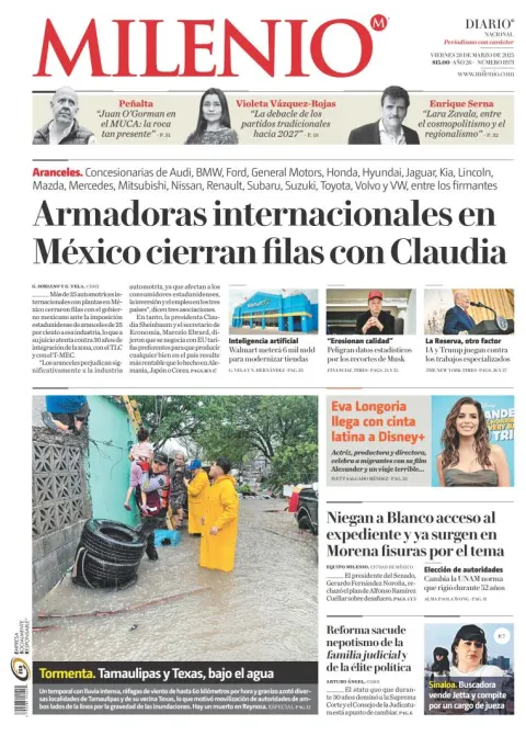 Portada de Milenio del viernes, 28 de marzo de 2025