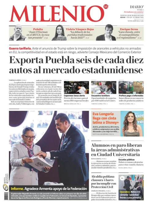 Portada de Milenio Puebla del viernes, 28 de marzo de 2025