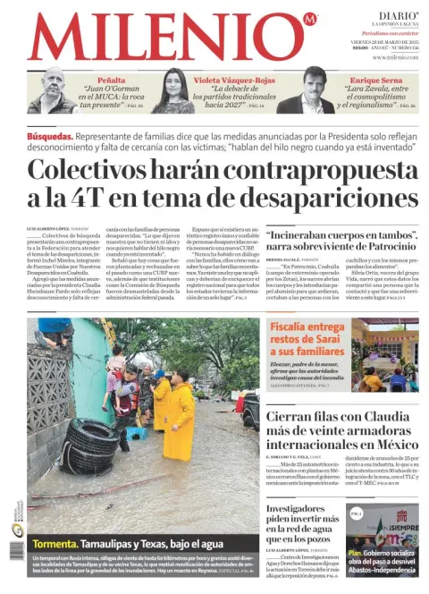 Portada de Milenio Laguna del viernes, 28 de marzo de 2025