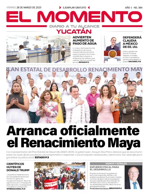 Portada de El Momento Yucatan del viernes, 28 de marzo de 2025