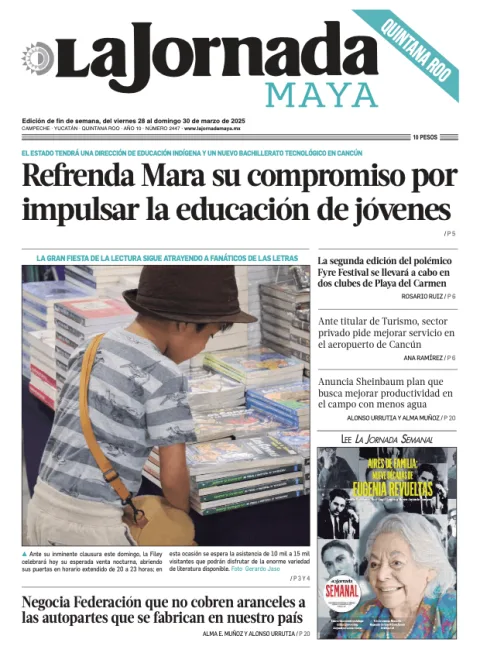 Portada de La Jornada Maya Quintana Roo del domingo, 30 de marzo de 2025