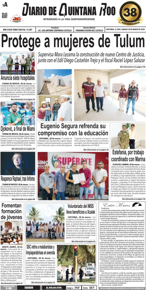 Portada de Diario de Quintana Roo (portada)
