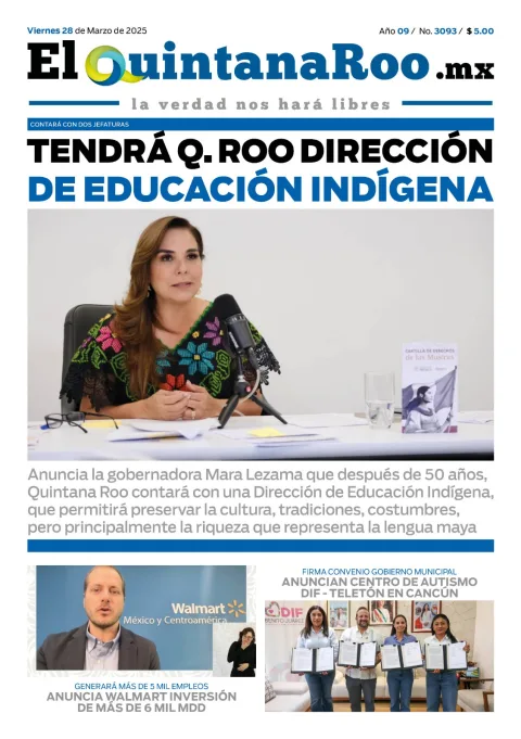 Portada de El Quintana Roo (portada) del viernes, 28 de marzo de 2025
