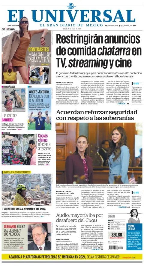 Portada de El Universal