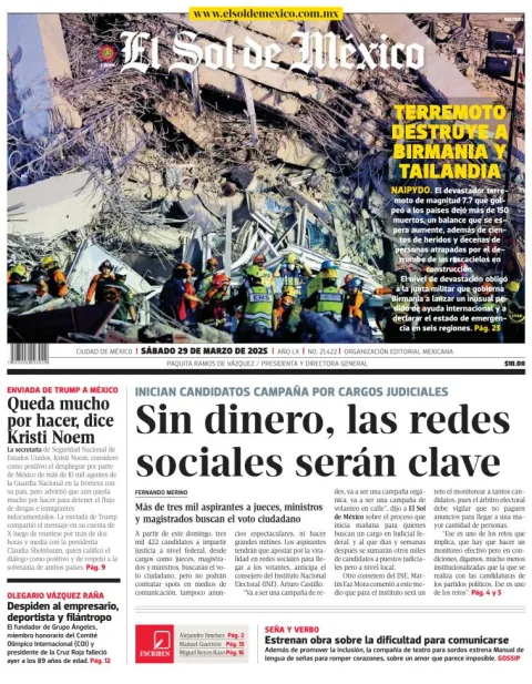 Portada de El Sol de Mexico