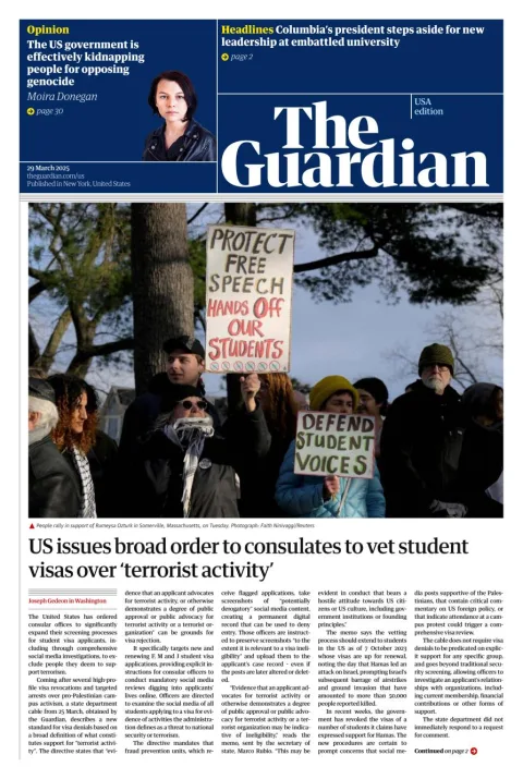 Portada de The Guardian (usa)