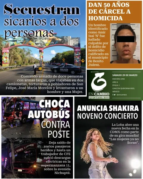 Portada de En Cambio - Quintana Roo (contraportada) del sábado, 29 de marzo de 2025