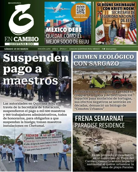 Portada de En Cambio - Quintana Roo (portada) del sábado, 29 de marzo de 2025