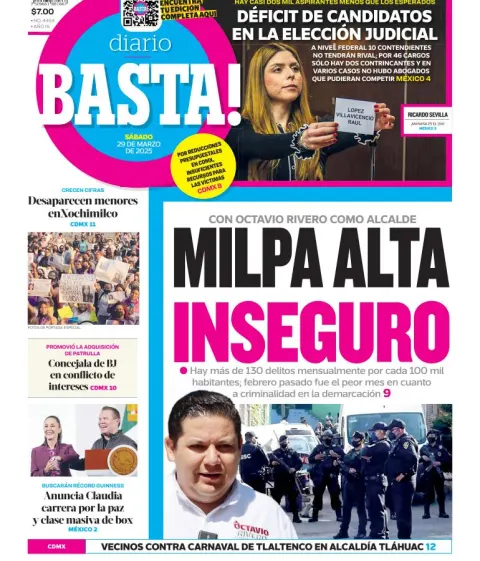 Portada de Basta del sábado, 29 de marzo de 2025