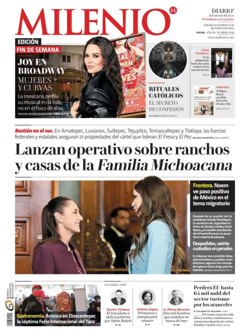 Portada de Milenio Edo de Mexico del sábado, 29 de marzo de 2025