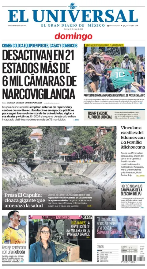 Portada de El Universal del domingo, 30 de marzo de 2025