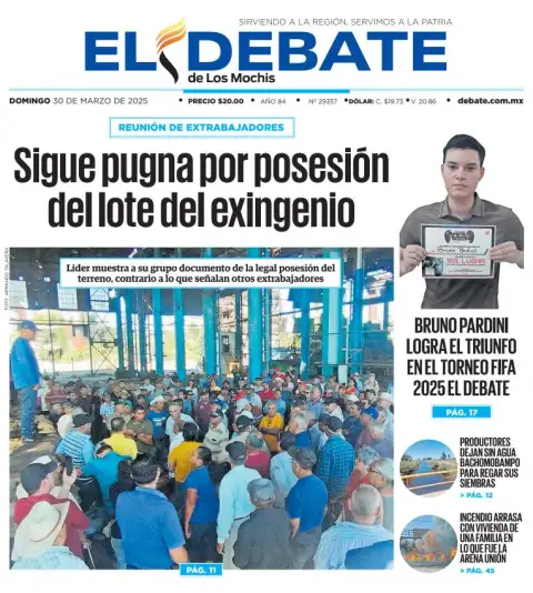 Portada de El Debate de los Mochis del domingo, 30 de marzo de 2025