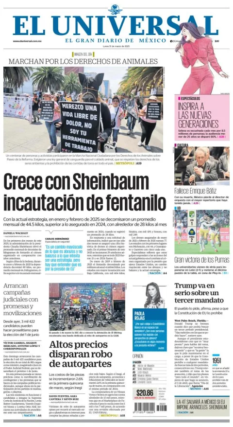 Portada de El Universal