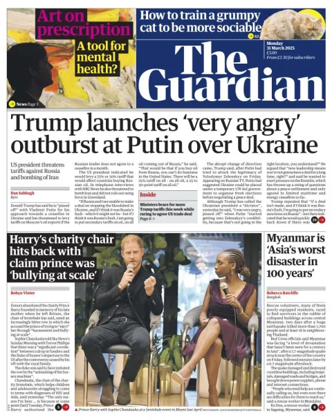 Portada de The Guardian (reino Unido)