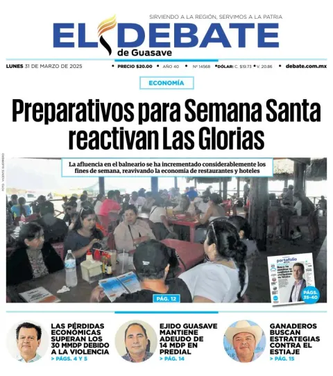 Portada de El Debate de Guasave del lunes, 31 de marzo de 2025