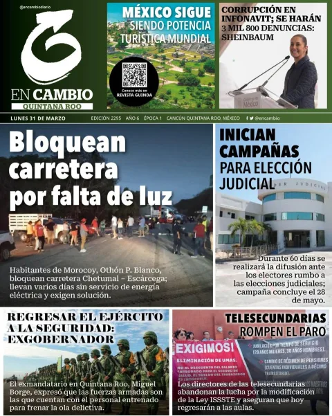 Portada de En Cambio - Quintana Roo (portada) del lunes, 31 de marzo de 2025