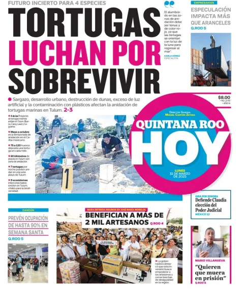 Portada de Quintana Roo Hoy del lunes, 31 de marzo de 2025