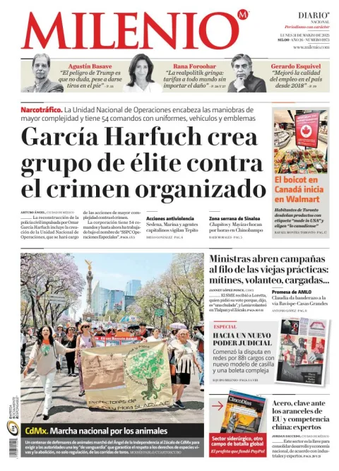 Portada de Milenio del lunes, 31 de marzo de 2025