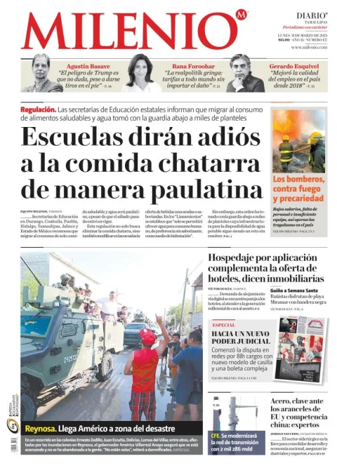 Portada de Milenio Tamaulipas del lunes, 31 de marzo de 2025