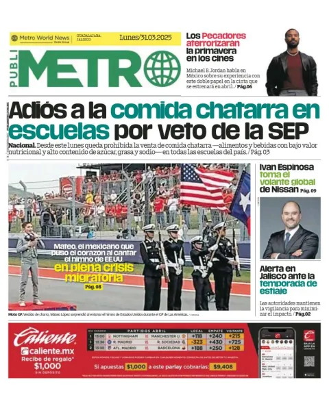 Portada de Publimetro Guadalajara del lunes, 31 de marzo de 2025
