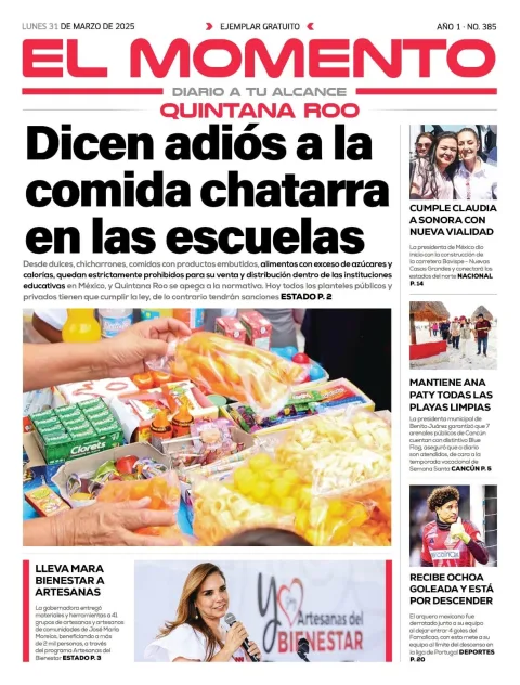 Portada de El Momento Quintana Roo del lunes, 31 de marzo de 2025