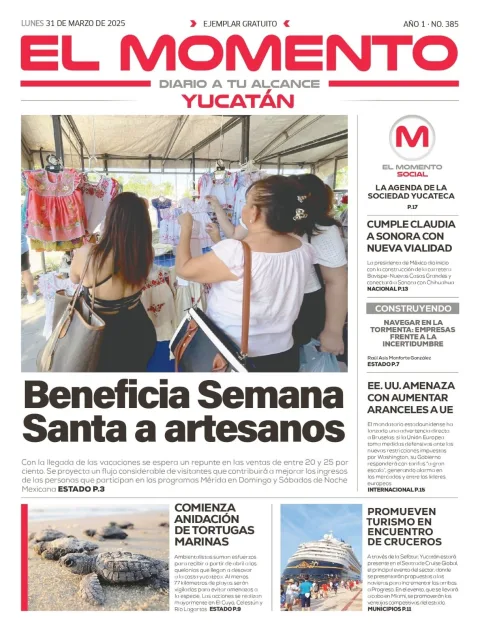 Portada de El Momento Yucatan del lunes, 31 de marzo de 2025