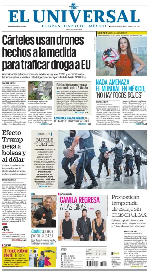 Portada de El Universal