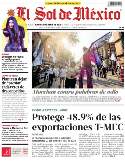 Portada de El Sol de Mexico