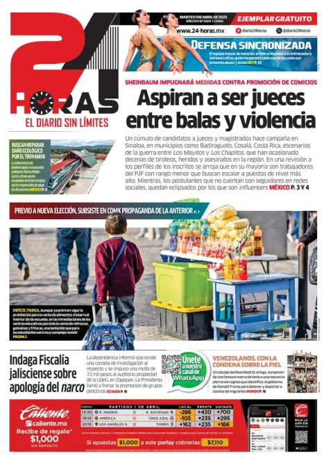 Portada de 24 Horas del martes, 1 de abril de 2025