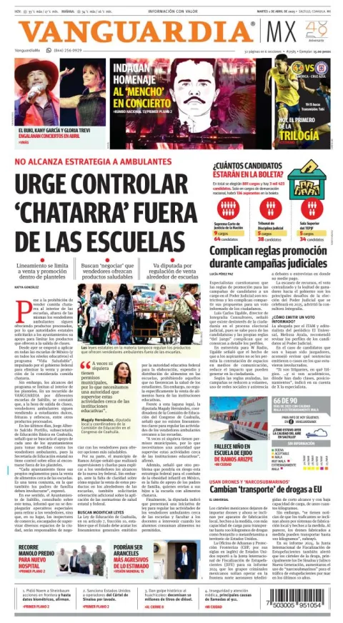 Portada de Vanguardia del martes, 1 de abril de 2025