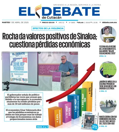 Portada de El Debate de Culiacan del martes, 1 de abril de 2025