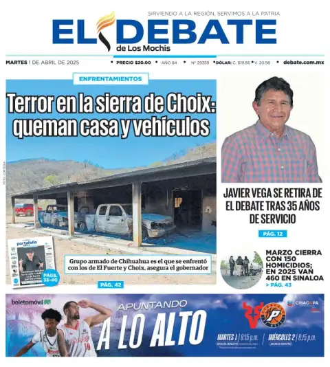 Portada de El Debate de los Mochis del martes, 1 de abril de 2025