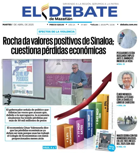 Portada de El Debate de Mazatlan del martes, 1 de abril de 2025