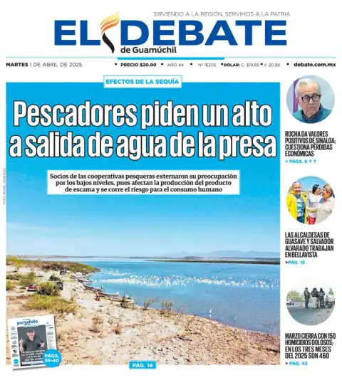 Portada de El Debate de Guamuchil del martes, 1 de abril de 2025