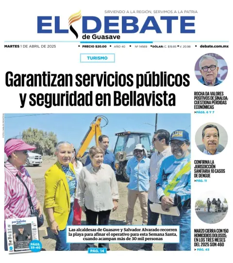 Portada de El Debate de Guasave del martes, 1 de abril de 2025
