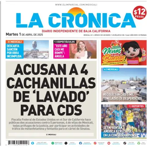 Portada de La Cronica del martes, 1 de abril de 2025