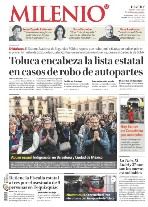 Portada de Milenio Edo de Mexico del martes, 1 de abril de 2025
