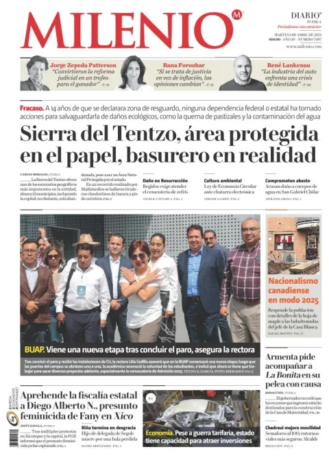 Portada de Milenio Puebla del martes, 1 de abril de 2025