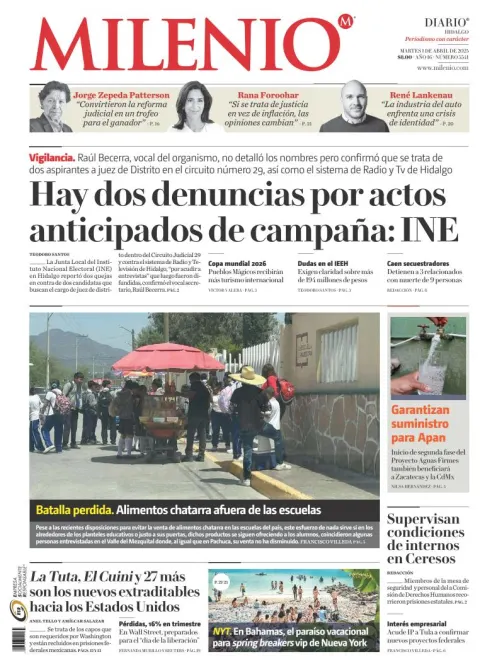 Portada de Milenio Hidalgo del martes, 1 de abril de 2025