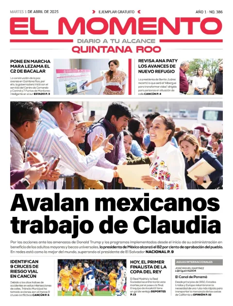 Portada de El Momento Quintana Roo del martes, 1 de abril de 2025