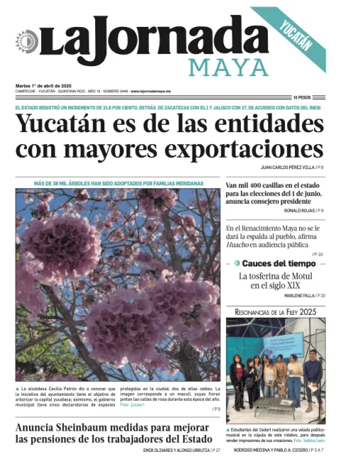 Portada de La Jornada Maya Yucatán del martes, 1 de abril de 2025