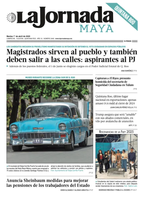 Portada de La Jornada Maya Quintana Roo del martes, 1 de abril de 2025