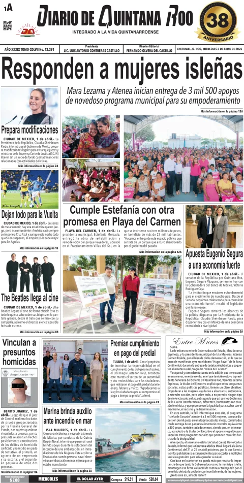 Portada de Diario de Quintana Roo (portada)