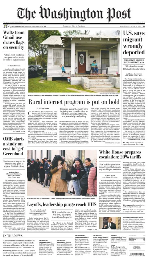 Portada de The Washington Post