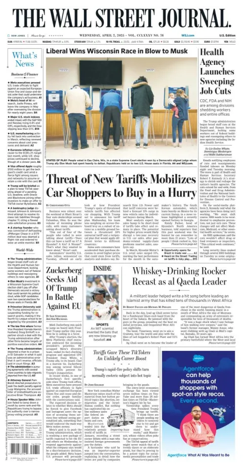 Portada de The Wall Street Journal