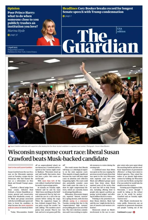 Portada de The Guardian (usa)