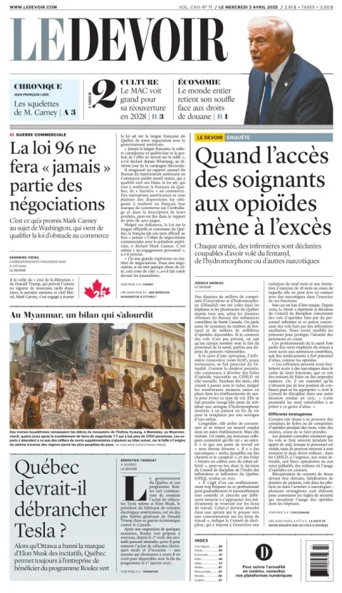 Portada de Le Devoir